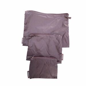 Calpak Brown Nylon Zip Pouch Trio